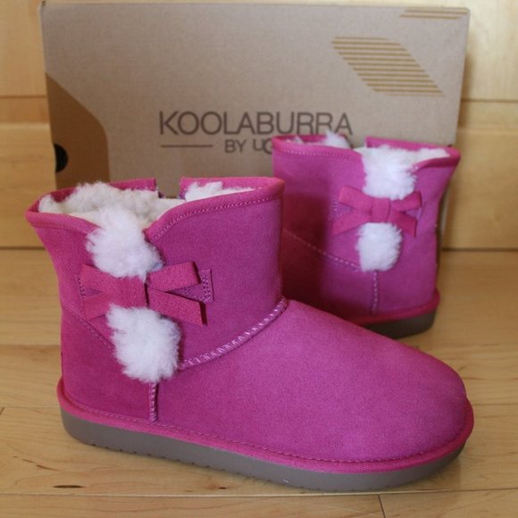 UGG KOOLABURRA SUEDE MINI BOW PINK‎ BOOTS - Picture 1 of 8